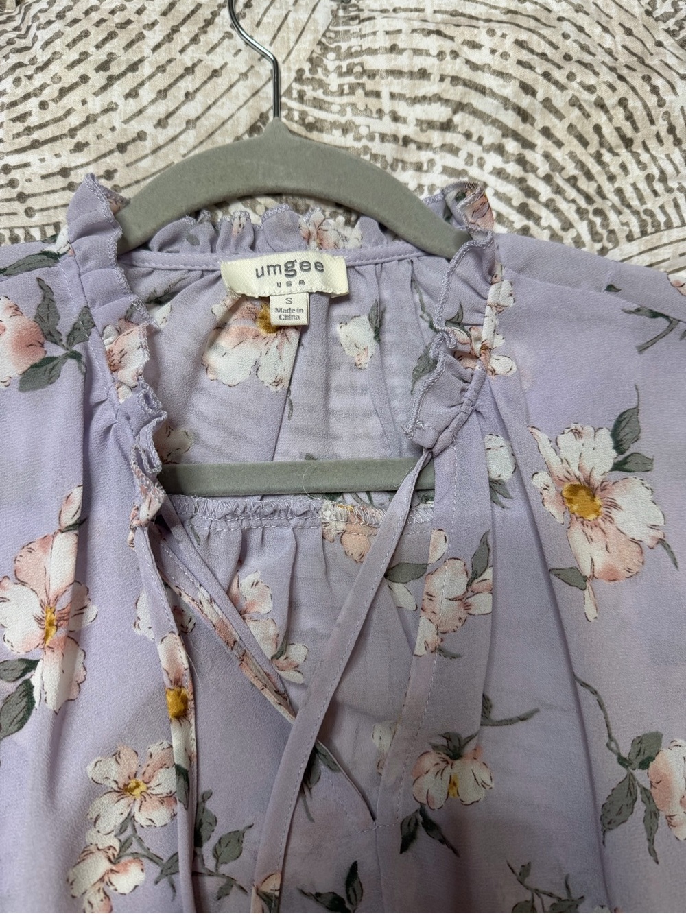 UmgeeFloral Ruffle Peplum Blouse - Lavender - Picture 6 of 8